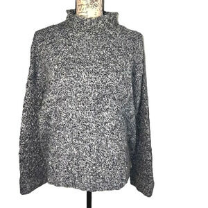 Express Tricot Sweater Large Angora Wool Blend Diamond Mock Neck Hand-knitted